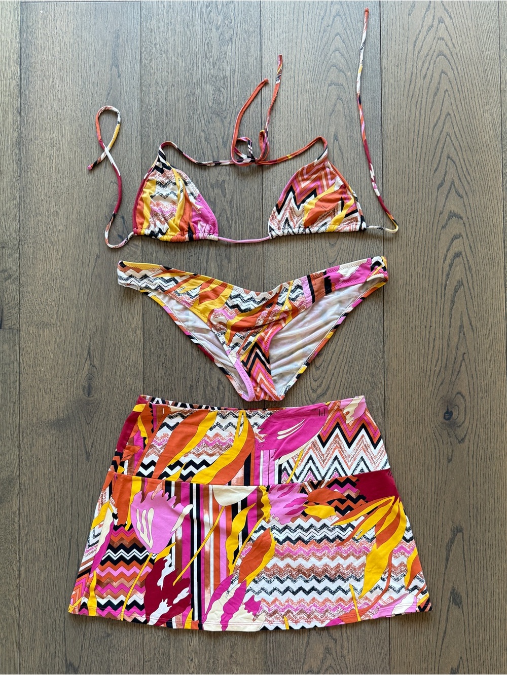 Missoni 3-Piece Printed Bikini Set + Matching Swim Skirt